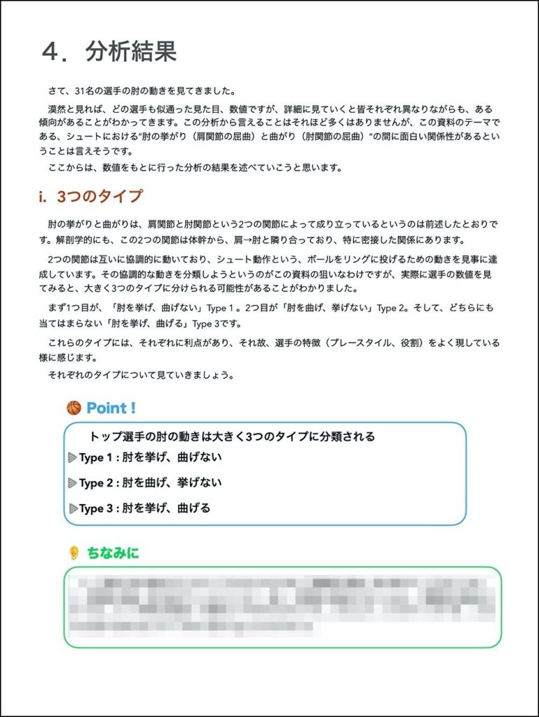 バスケシュート　肘の挙がりと曲がり 分析結果